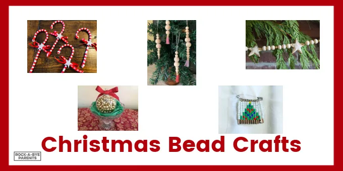 Collage of beaded crafts for Christmas 